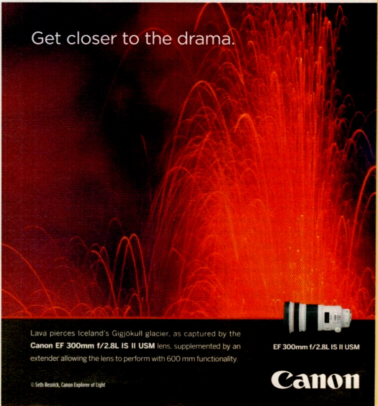 2012 Canon EF 300mm Lens Volcano Lava Pieces Photo Iceland Vintage Print Ad