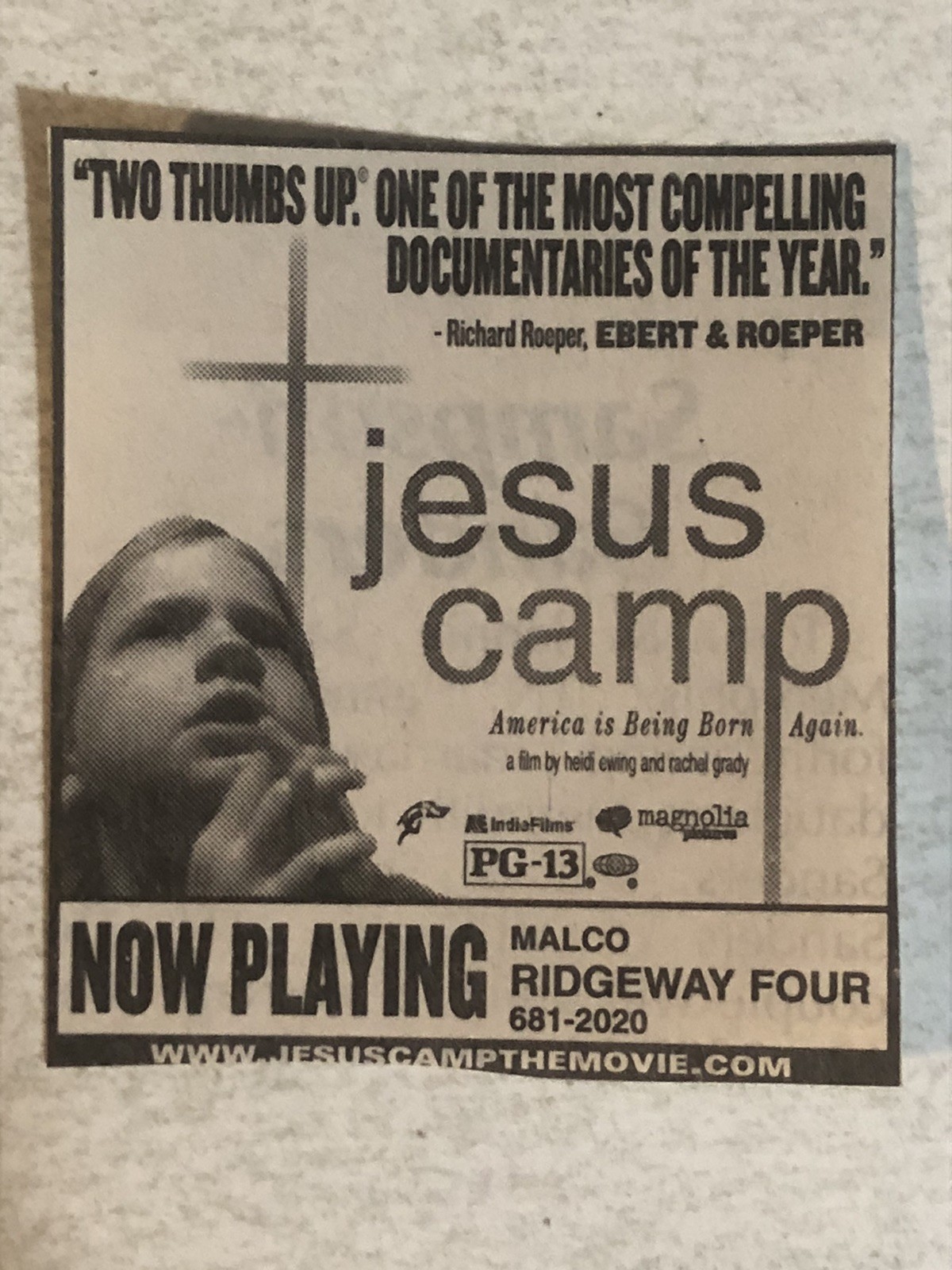 Jesus Camp Documentary Vintage Print Ad TPA37