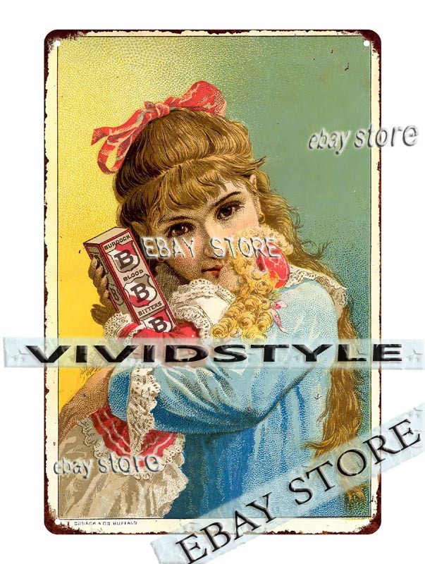Tin Sign Burdock Blood Bitters victorian goods artwork wall decoration
