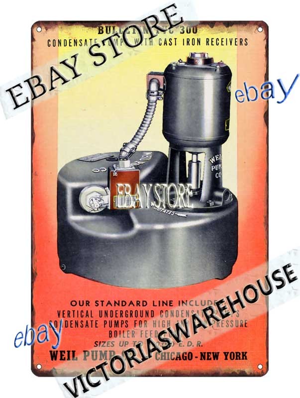 1943 Condensation Pump Industrial Equipment Tin Sign bathroom wall decor