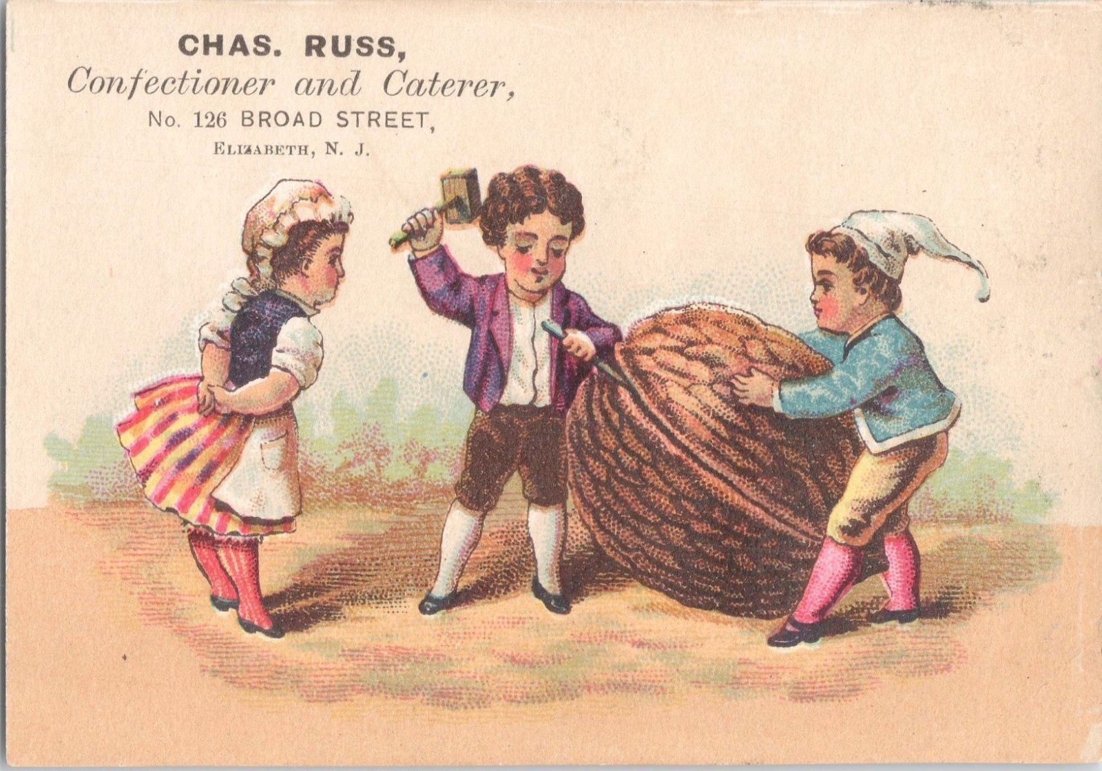 Chas. Russ Confectioner Caterer – Elizabeth, New Jersey – Victorian Trade Card