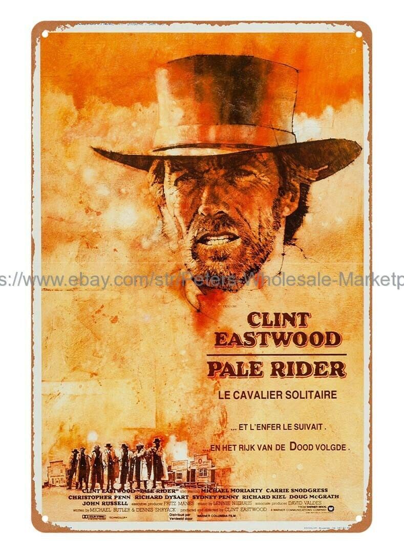 plaque reproductions Pale Rider 1985 movie poster Clint Eastwood metal tin sign