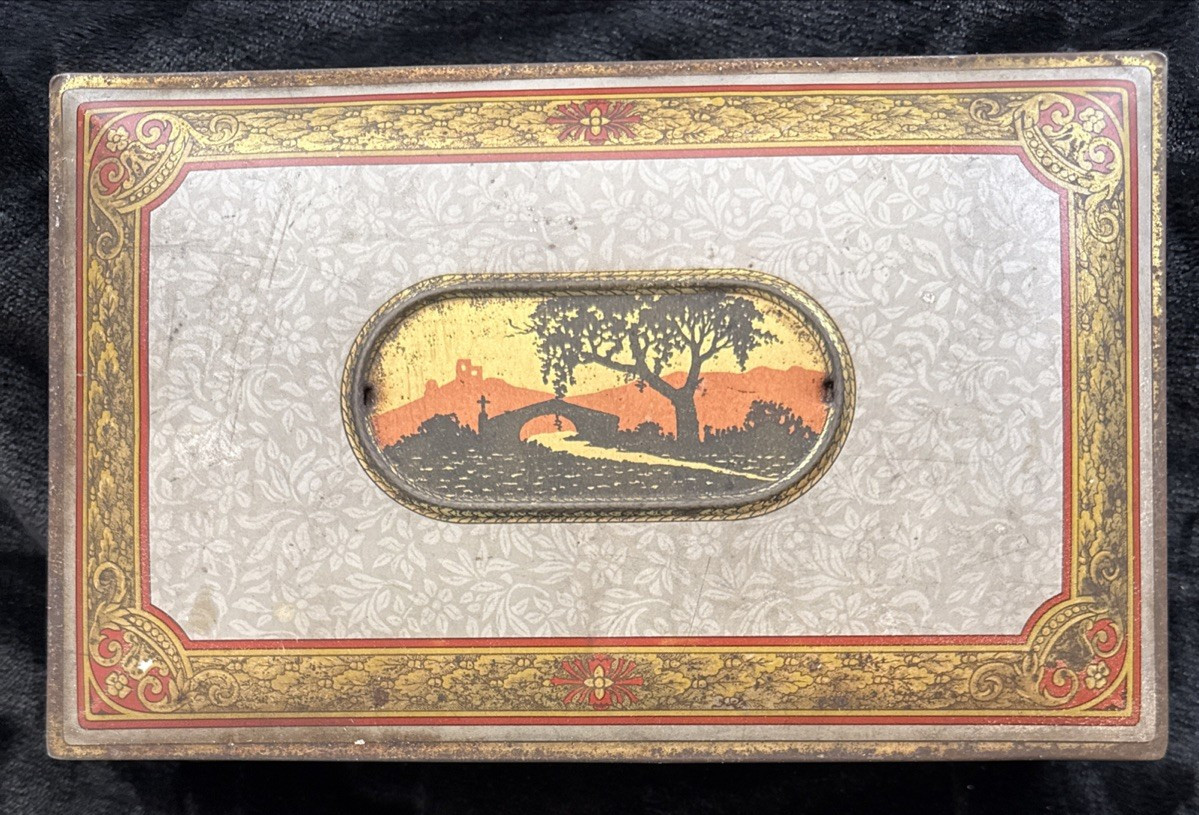Vintage CANCO Biscuit Tin American Midwest Church Image 9″x5.5″x2.5″