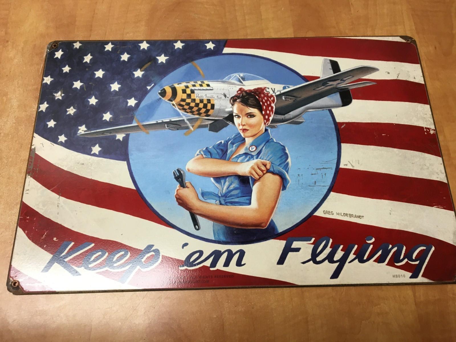 Keep Em Flying WWII Aircraft Tin Metal Sign Reproduction 11.5″ x 17.5″