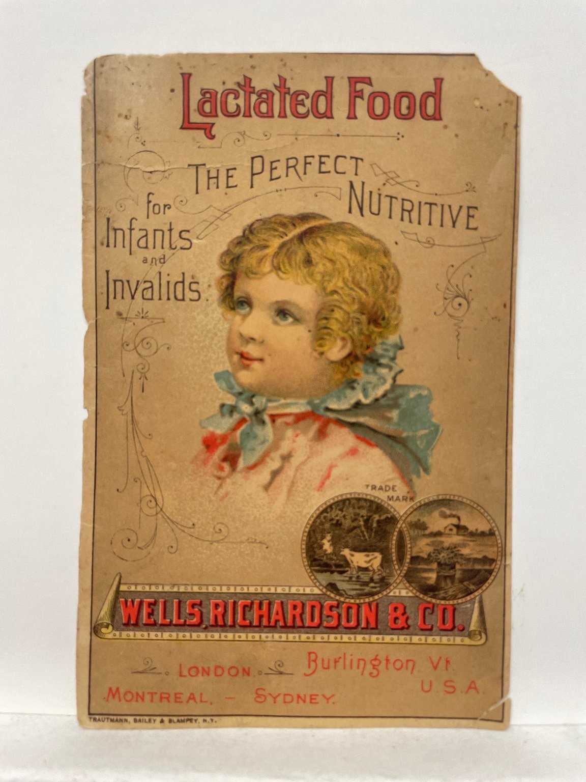 Victorian Wells Richardson Lactated Food Trade Card Infant Baby Advertising