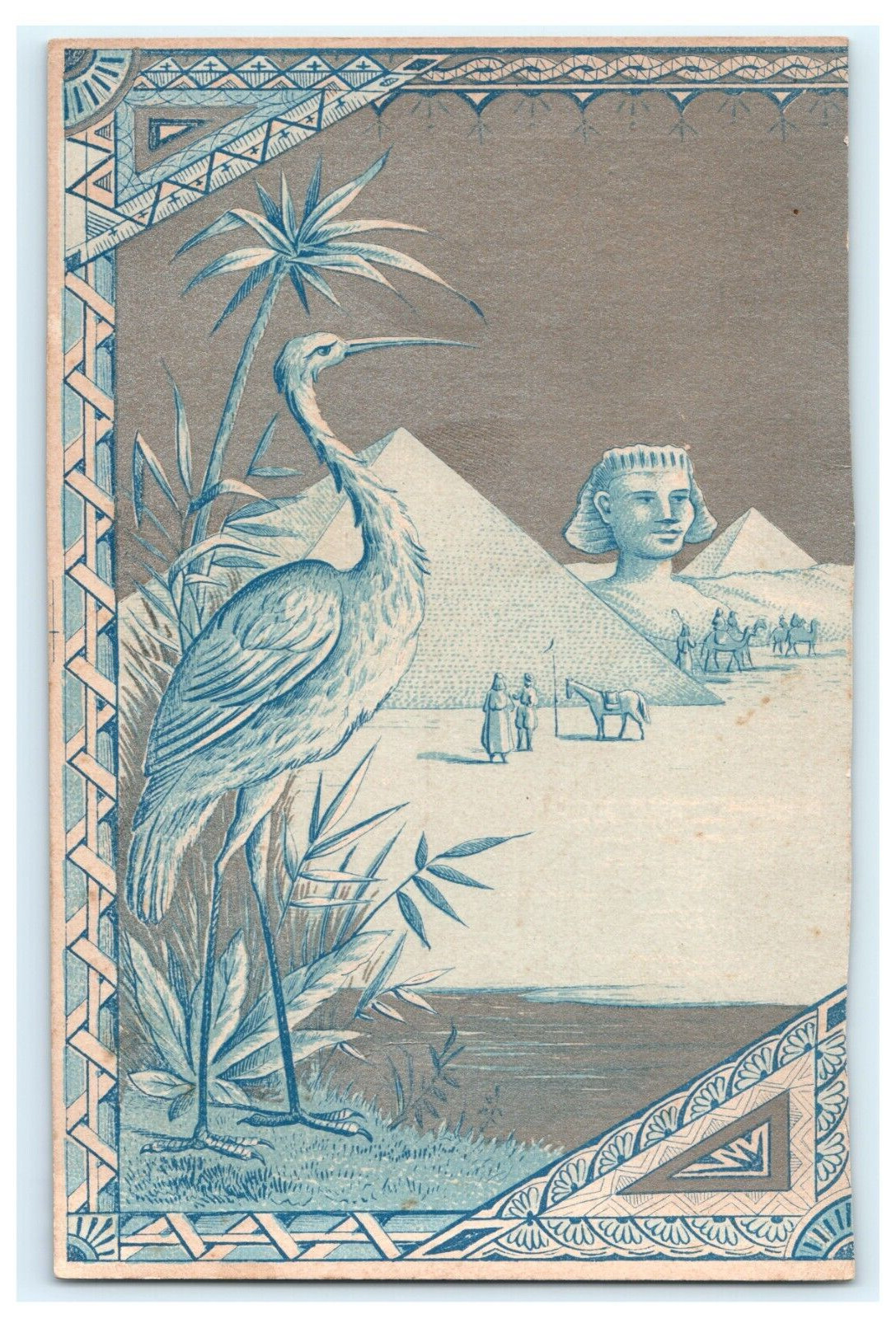 J & P Coats Six Cord Thread Chart Egyptian Pyramid Scene – Trimmed 5.8″ x 3.8″