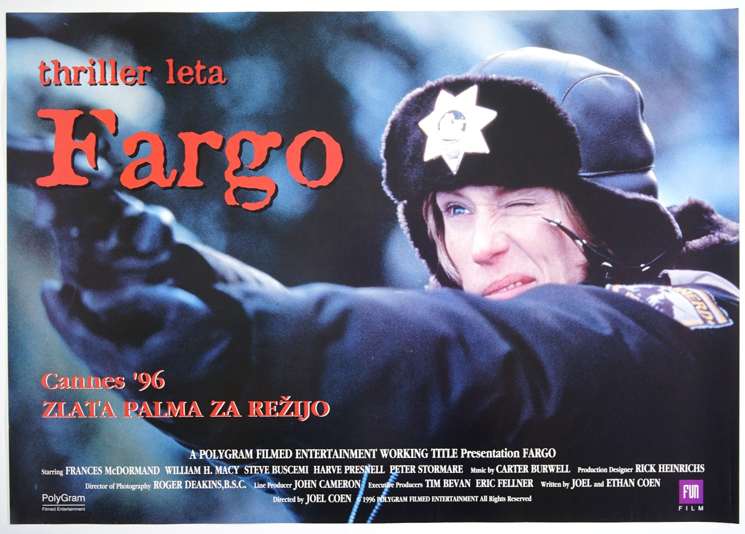 FARGO ❄️27×19 Orig. RARE SLO movie poster 1996 FRANCES MCDORMAND JOEL ETHAN COEN