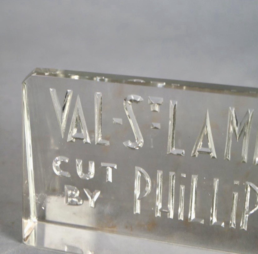 Antique Retail Val-St. Lambert Glass Cut By Phillips Sign Ca 1900