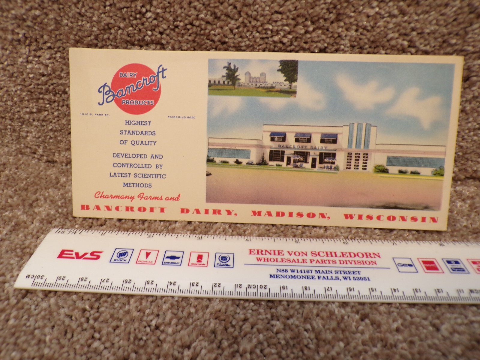 Vtg Ink Blotter Bancroft Dairy Madison Wisconsin