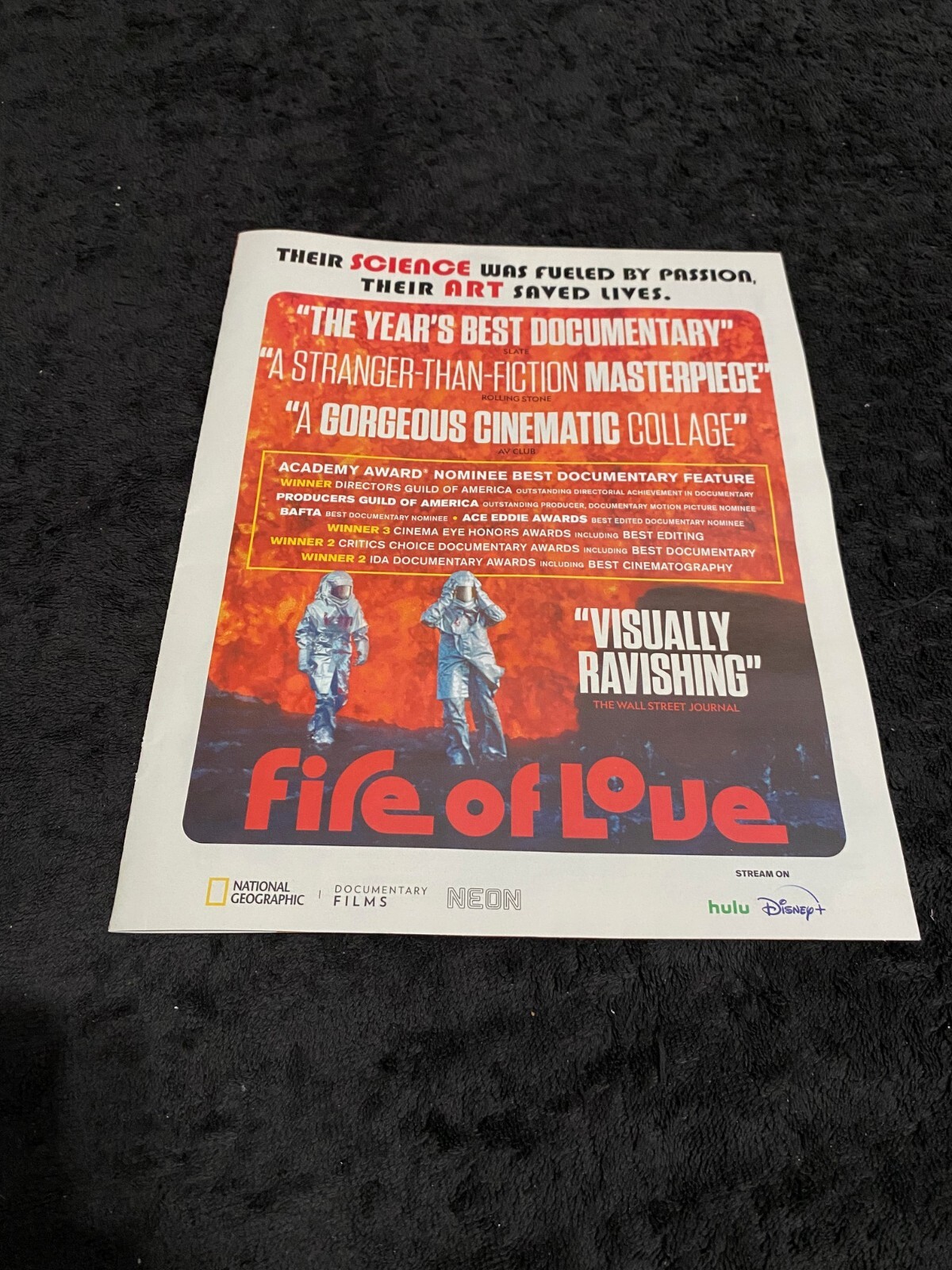 FIRE OF LOVE 2023 Oscar ad for Best Documentary Feature, National Geographic
