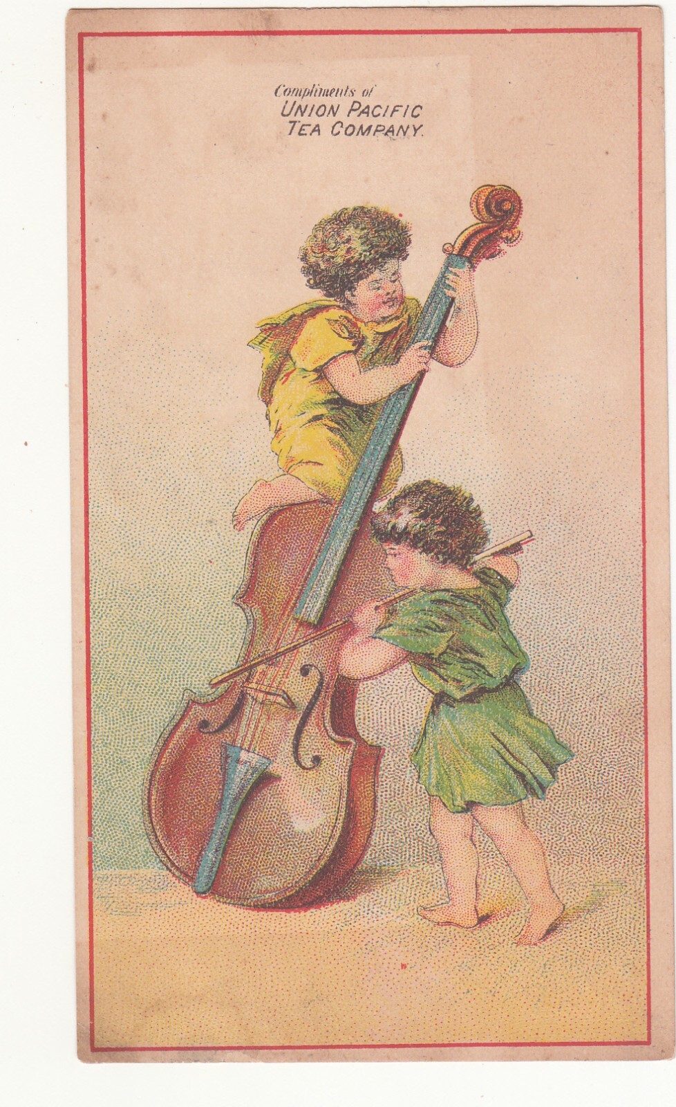 Union Pacific Tea Company Cello Bass Nymphs Hornellsville NY Vict Card c1880s