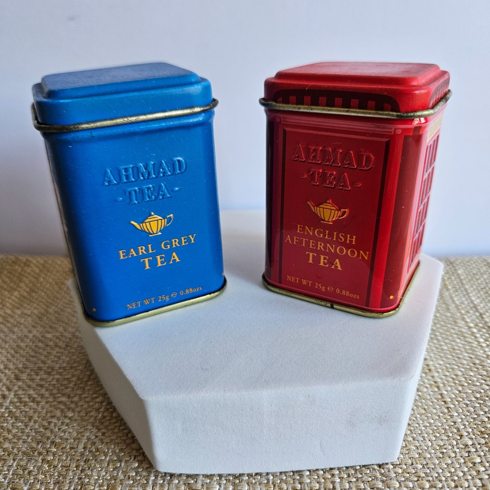 Mini Tea Tin Set London Telephone Booth Ahmad Earl Grey English Afternoon Empt