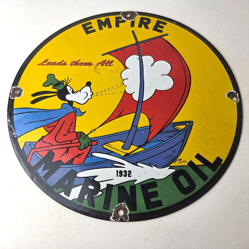 Vintage Empire Motor Oil Sign – Gas Service Station Pump Porcelain Sign