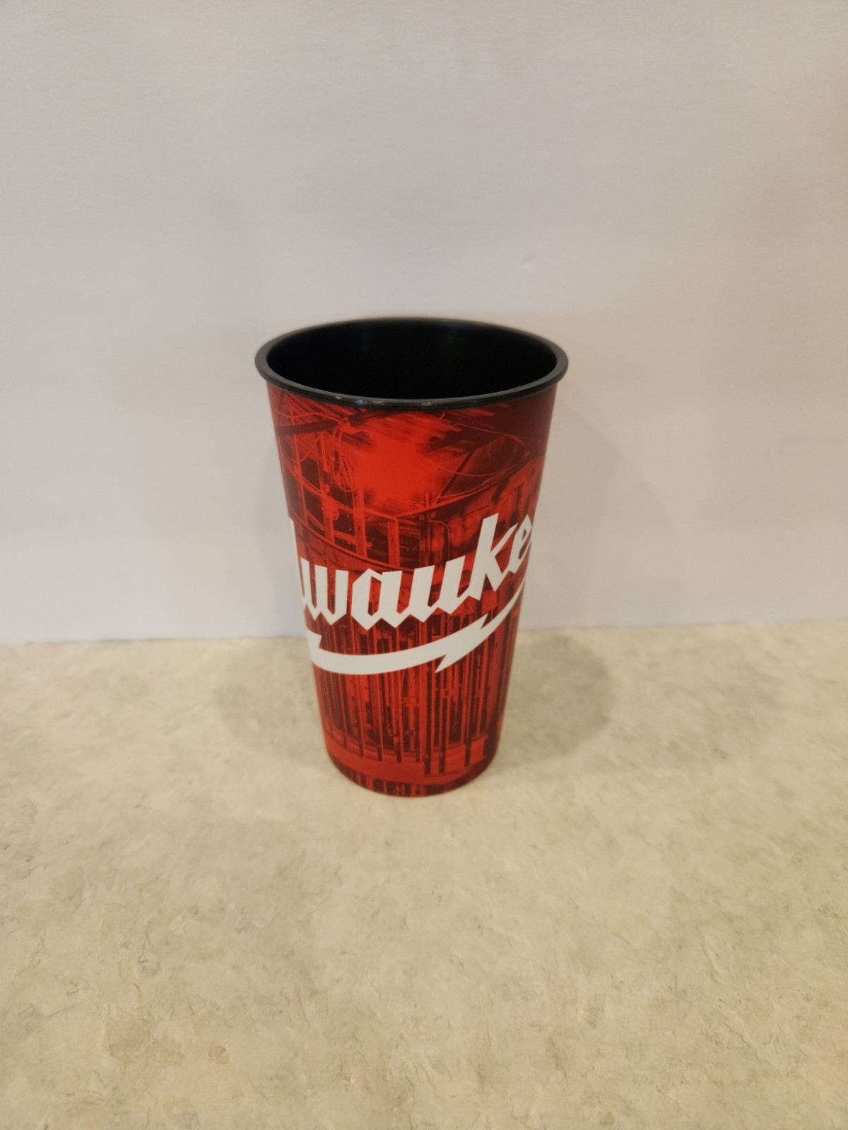 LOT OF 6 Genuine Milwaukee 22oz Plastic Stadium Cup New (Red And Black In Color)