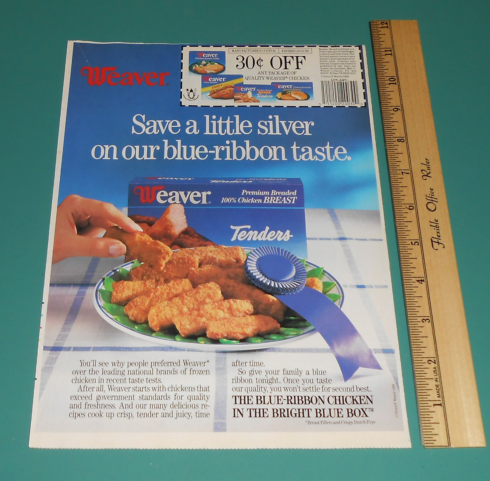 Vintage 1989 Weaver Chicken Lancaster PA Kraft Salad Coupon Circular Print Ad