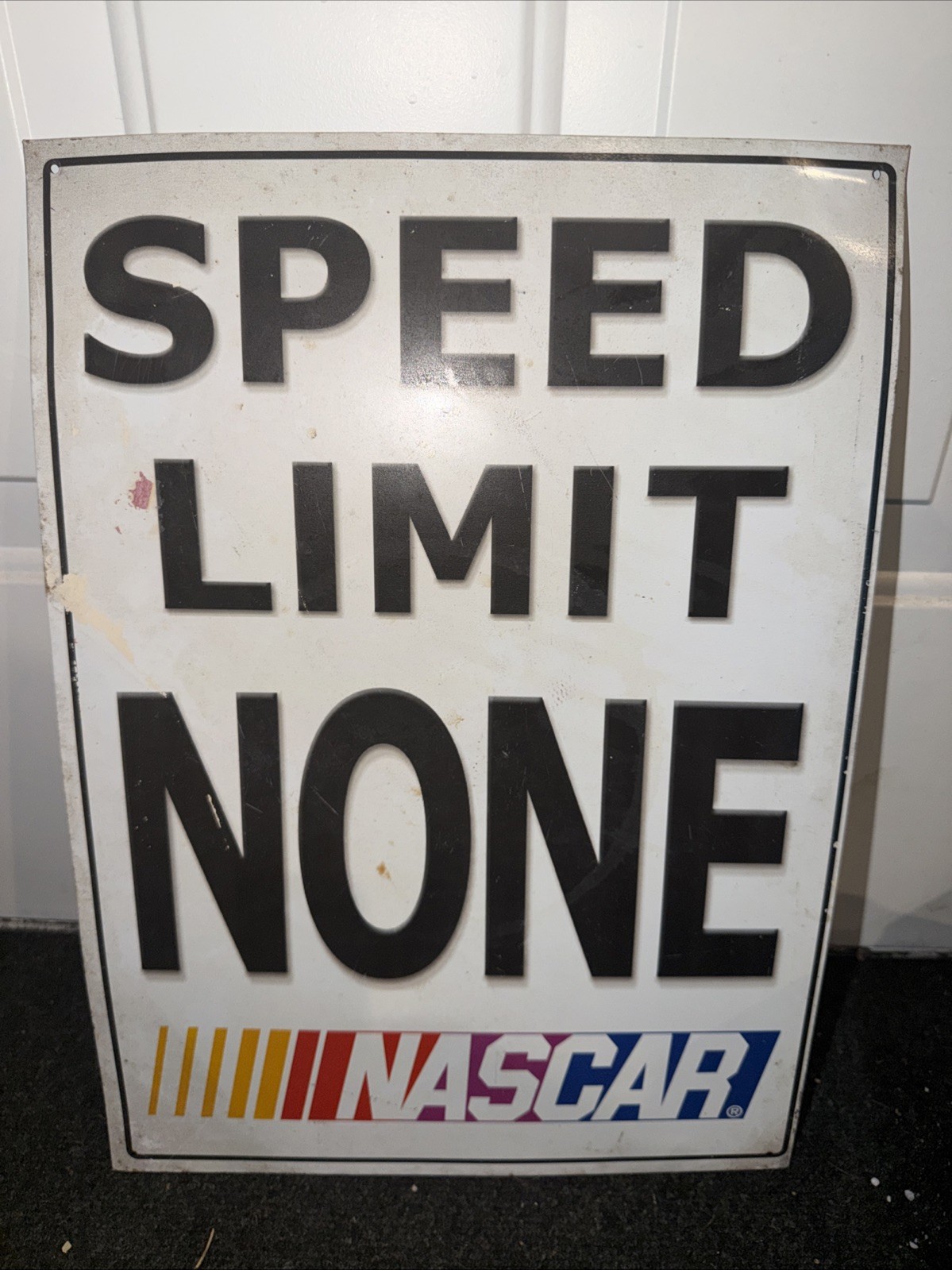 Vintage NASCAR Metal Sign Speed Limit None Racing Garage Man Cave Wall Art