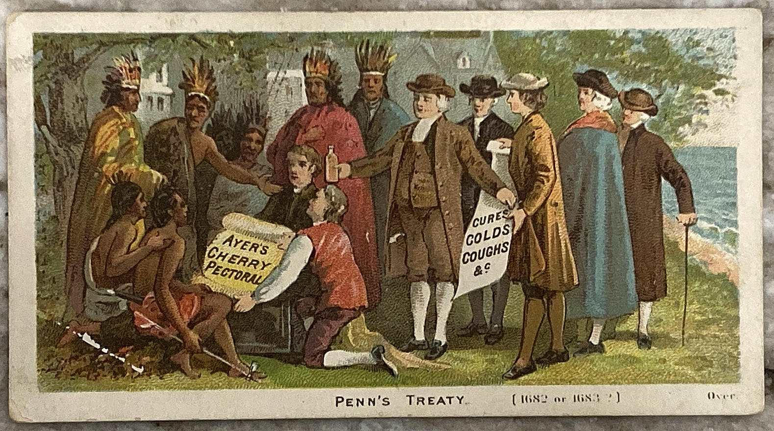 Penn’s Treaty Ayers Cherry Pectoral Lowell Massachusetts Ad Trade Card C523