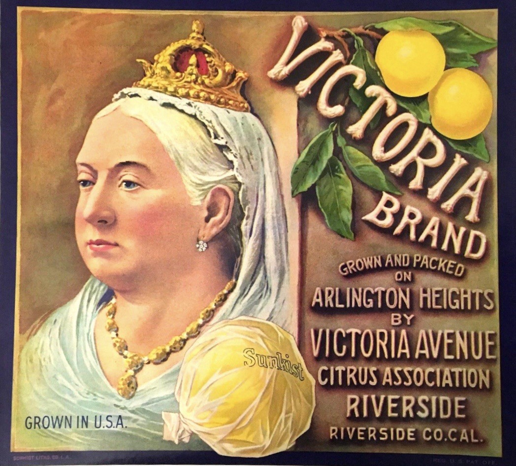 Victoria Brand Original Crate Label Citrus Association Riverside USA Vtg Retro