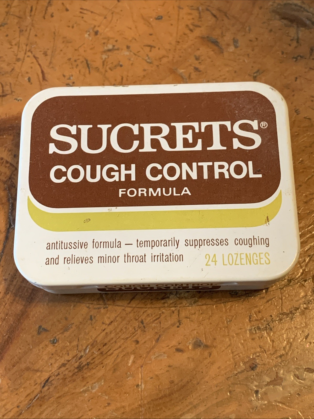 Sucrets Cough Control Formula Tin 24 Count Brown Empty