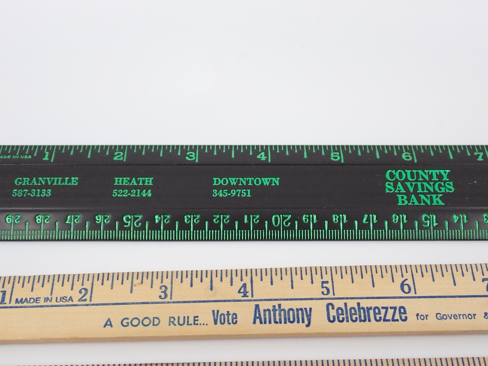 Vintage Political Campaign And Commercial Rulers Wooden & Plastic