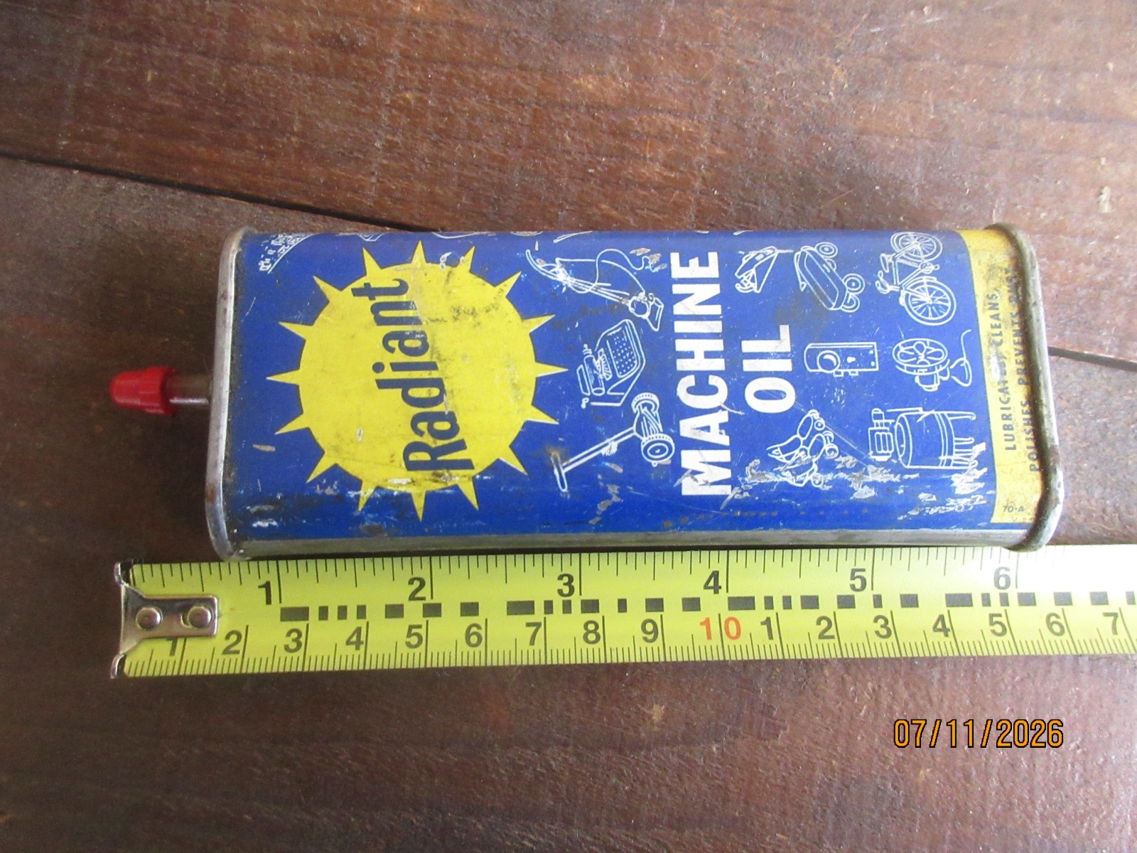 Radiant Machine Oil 4 Oz Metal Advertising Oiler Can Jersey City NJ
