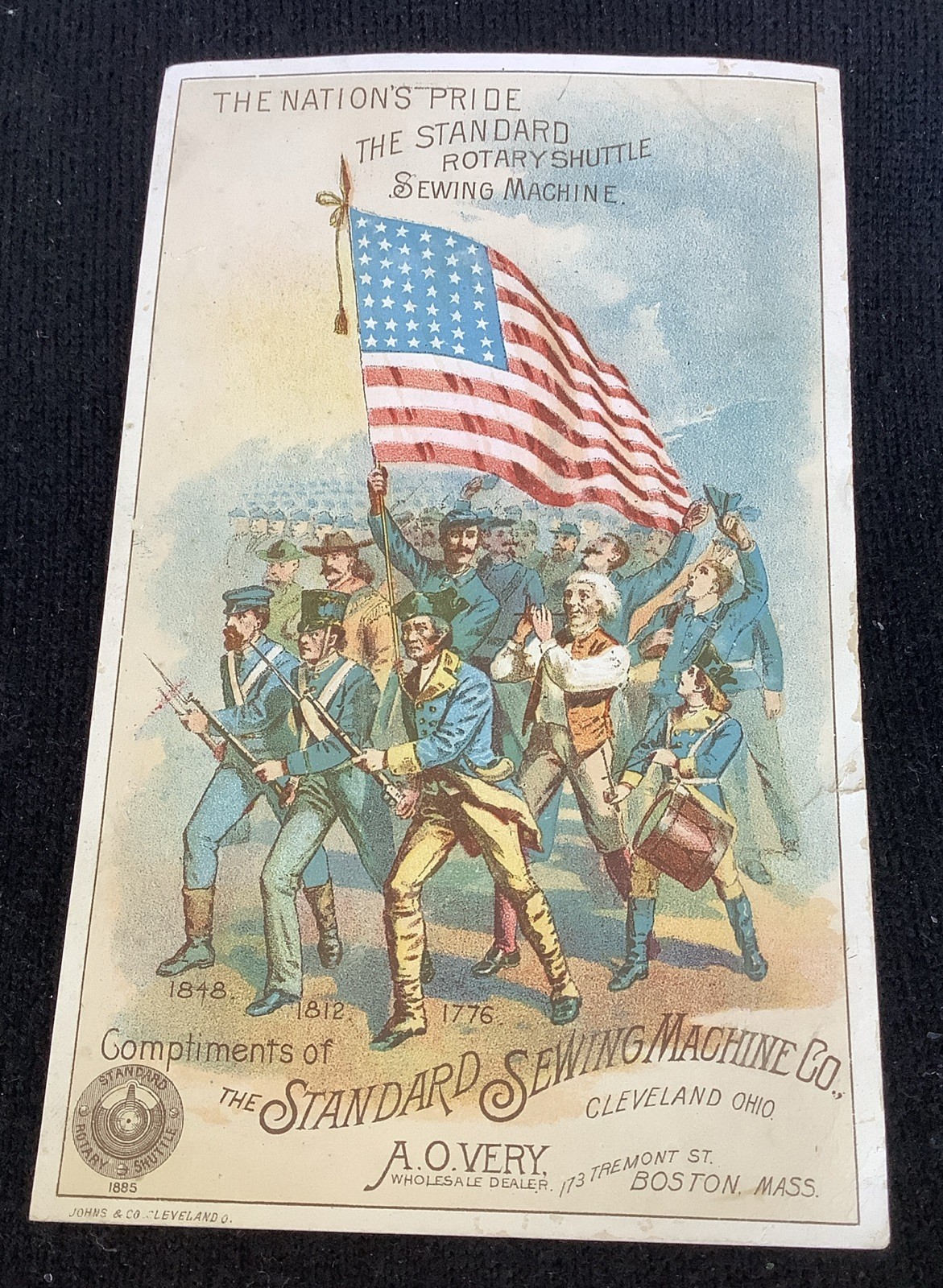 1880s Standard Sewing Machine Patriotic Flag Victorian Trade Card