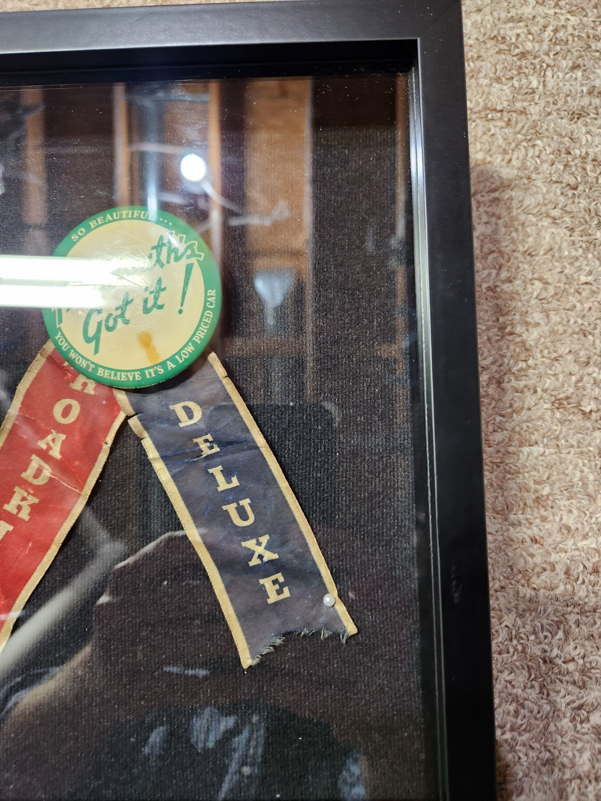 Framed Vtg and RARE 1939 Plymouth DE LUXE Roadking Touring Sedan advertising PIN