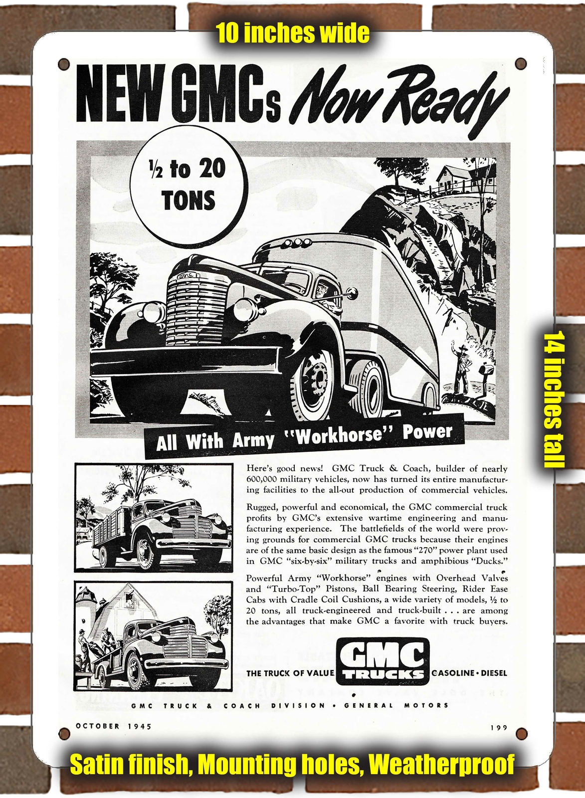 Metal Sign – 1946 GMC Truck 2- 10×14 inches