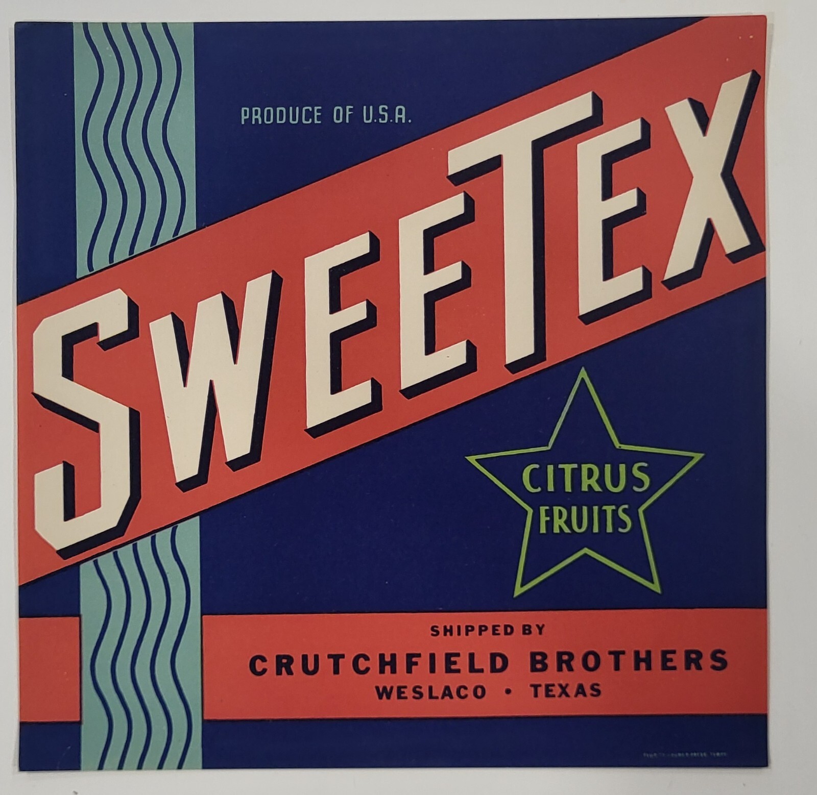 LABEL Sweetex Citrus Crutchfield Brothers Weslaco Texas