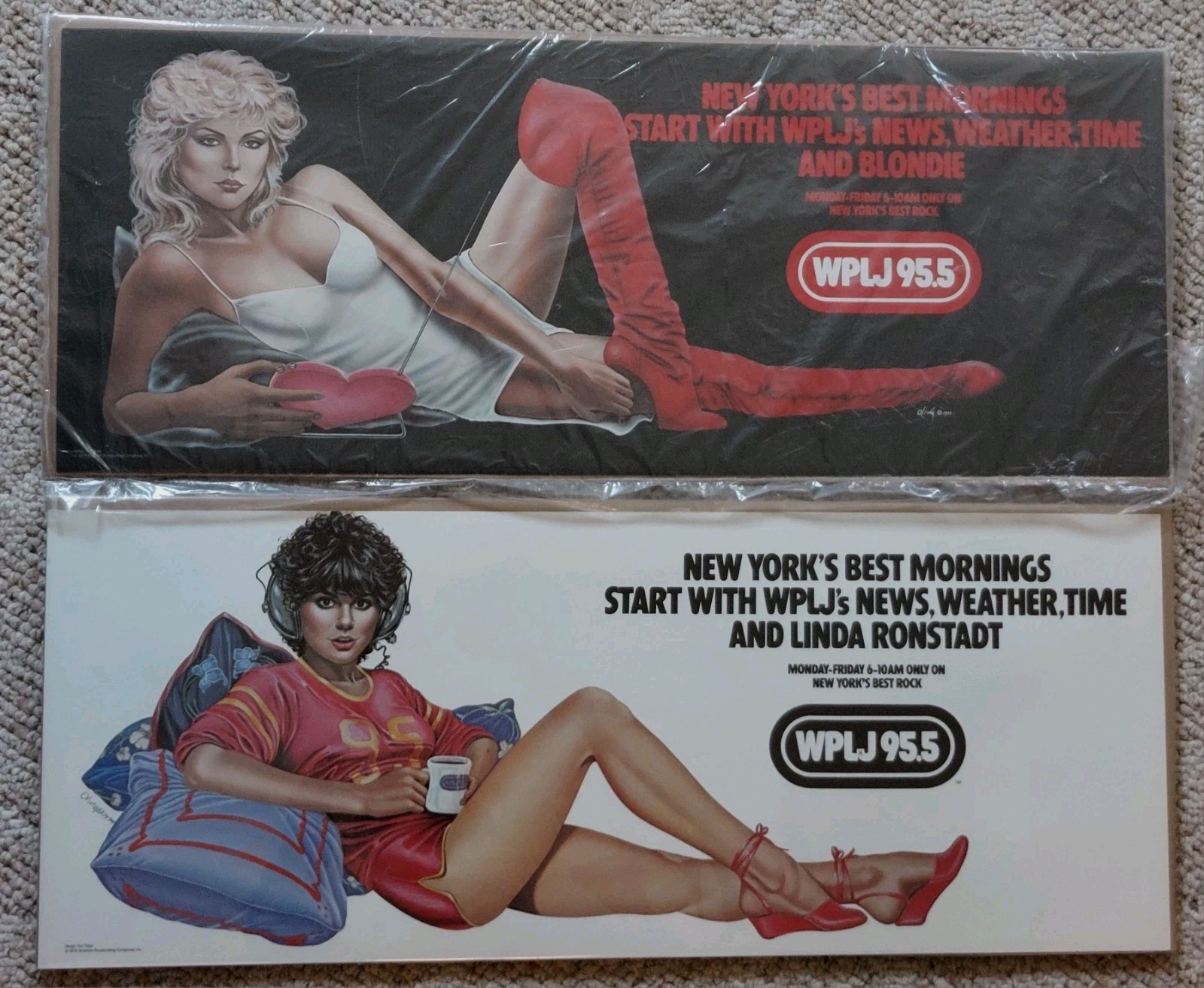 Vintage 1979 WPLJ Subway Poster Lot Blondie Debbie Harry Linda Ronstadt Olivia