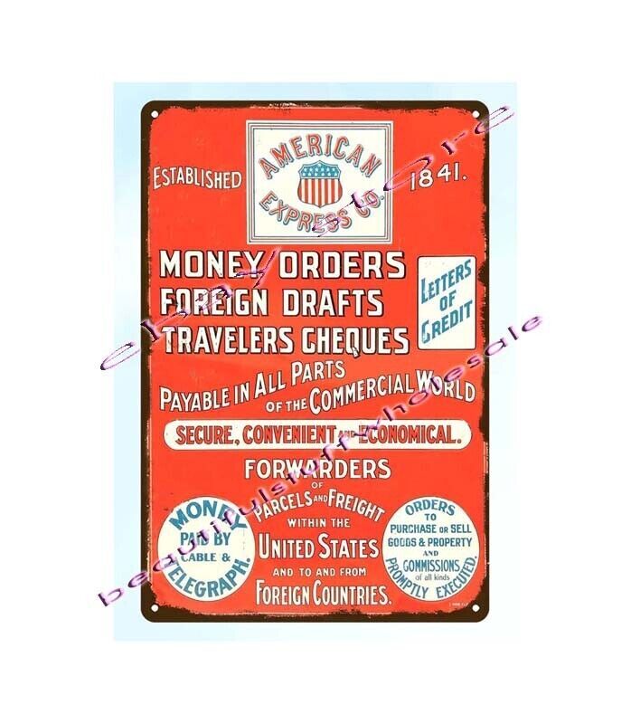 AMERICAN EXPRESS COMPANY MONEY ORDERS metal tin sign kitchen plaque