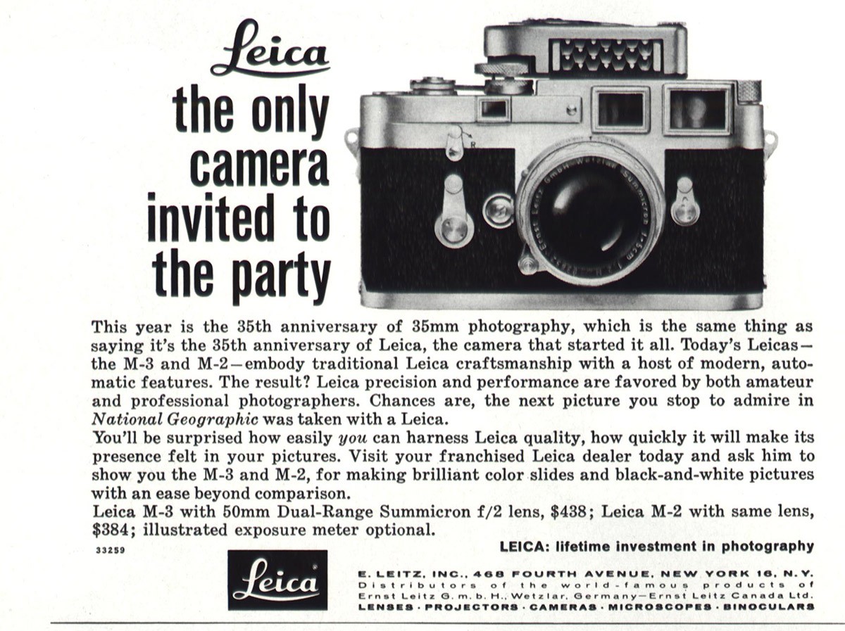 1959 Leica: Invited to the Party Vintage Print Ad