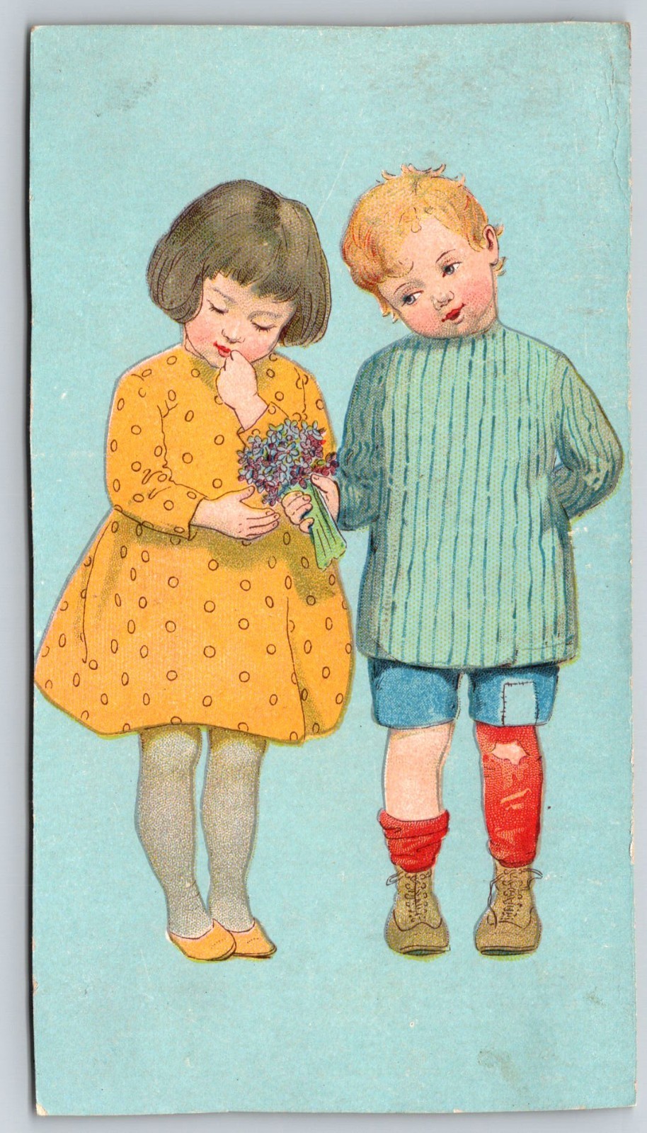 Boys Gives Flowers to Girl, Schaeffer Pianos, Hadley & Spurgin, Eldora, Iowa