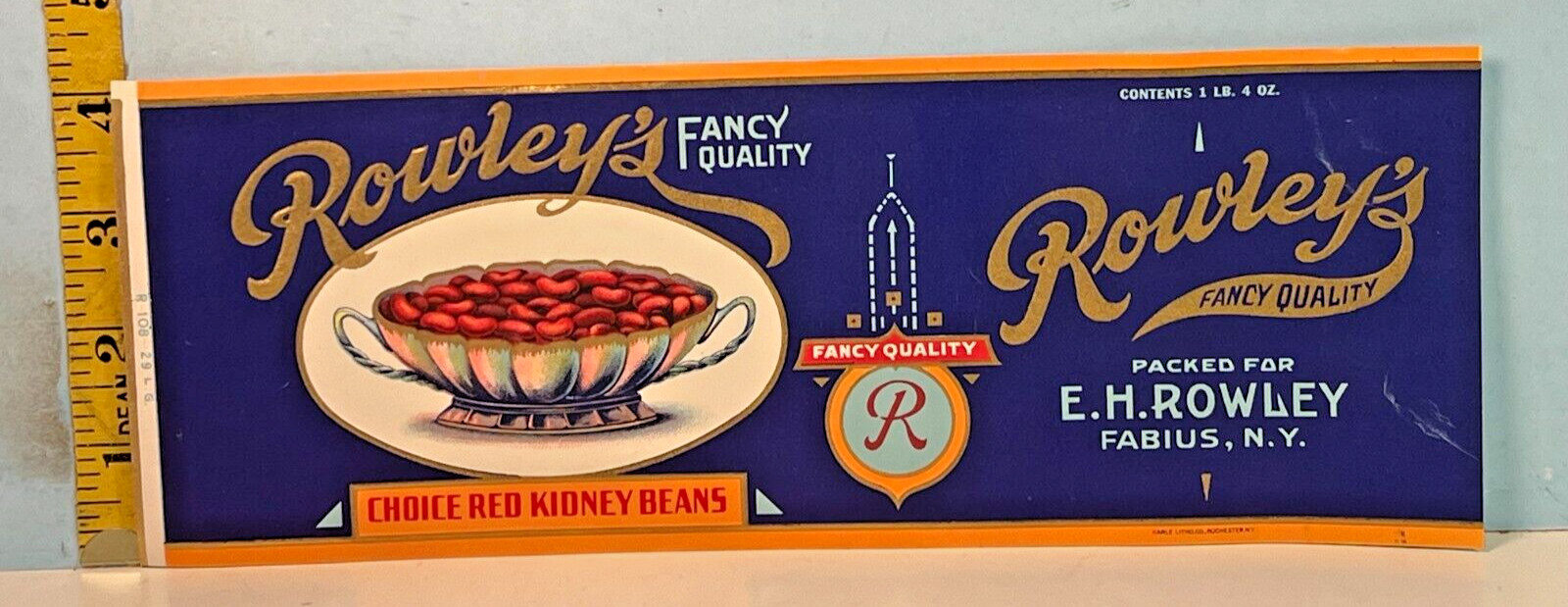Rowley’s Choice Fancy Quality Red Kidney Beans Fabius, N. Y. Crate Prod label