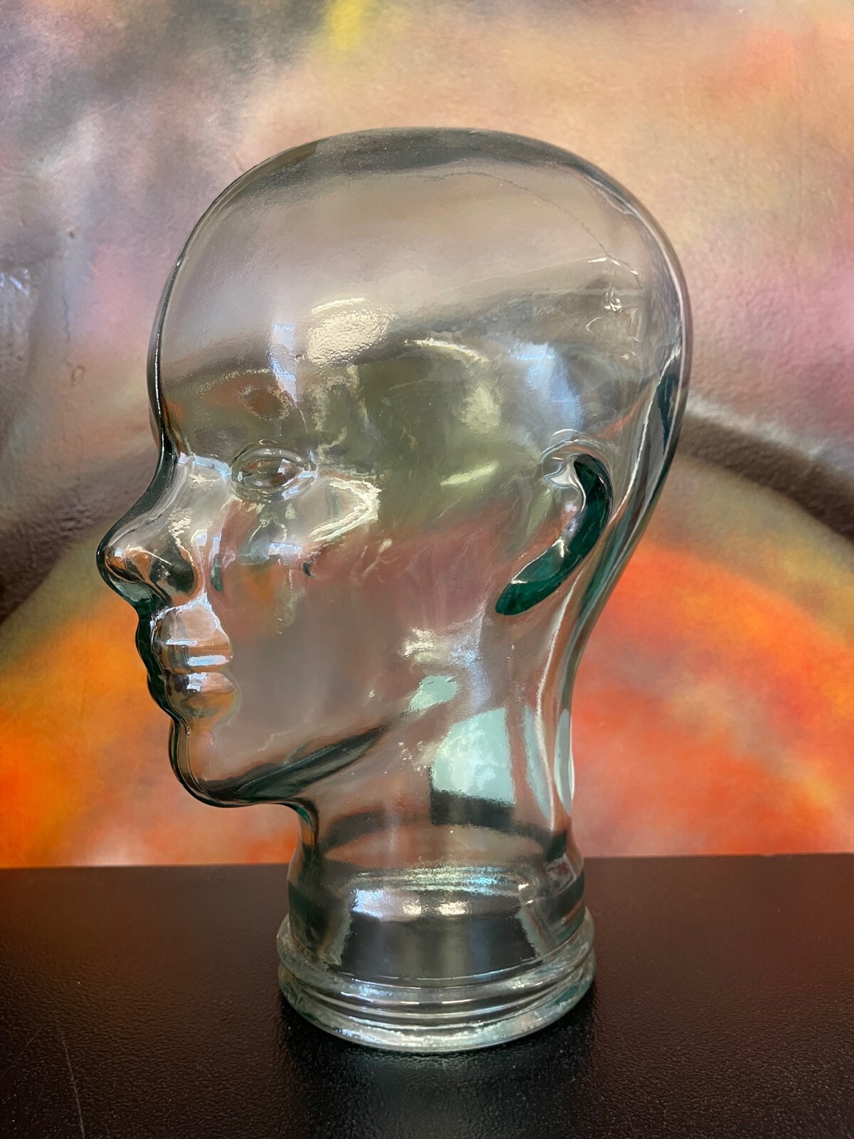 Vintage Green Glass Head Mannequin Wig Hat Display Stand Decor 11.5” MCM