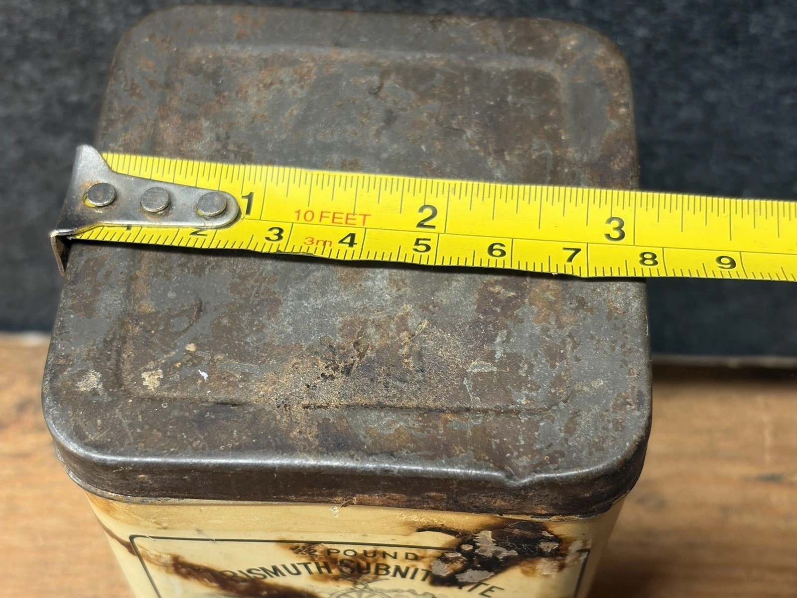 Vtg 1910s New York Quinine Bismuth Subnitrate Litho 1/2Lbs Tin Cocaine Morphine