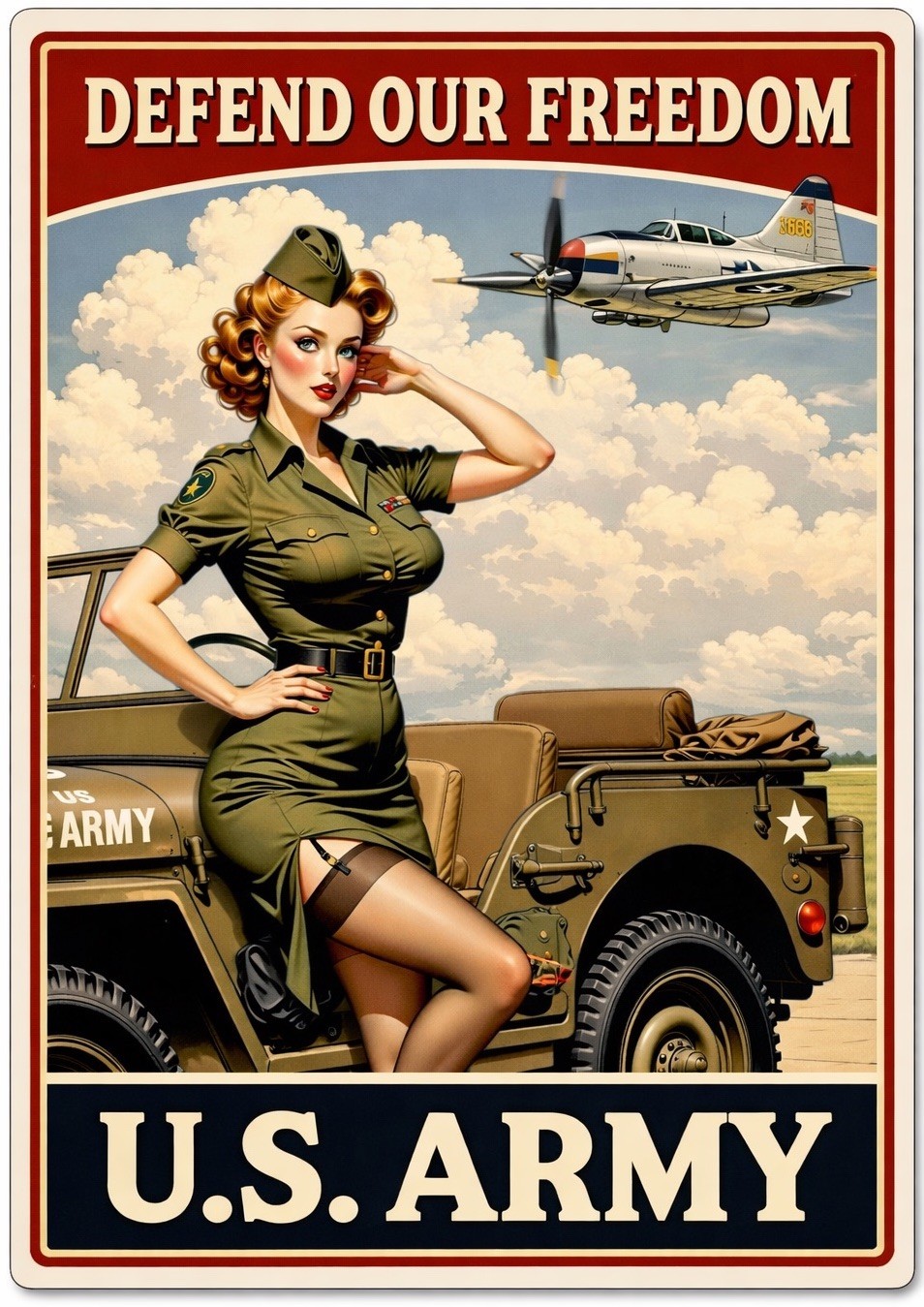 Retro Style Us Army Defend Freedom Service Garage Man Cave Sign