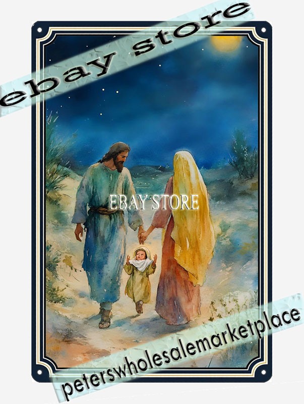 Field Adoration Metal Tin Sign Vintage Nativity Scene