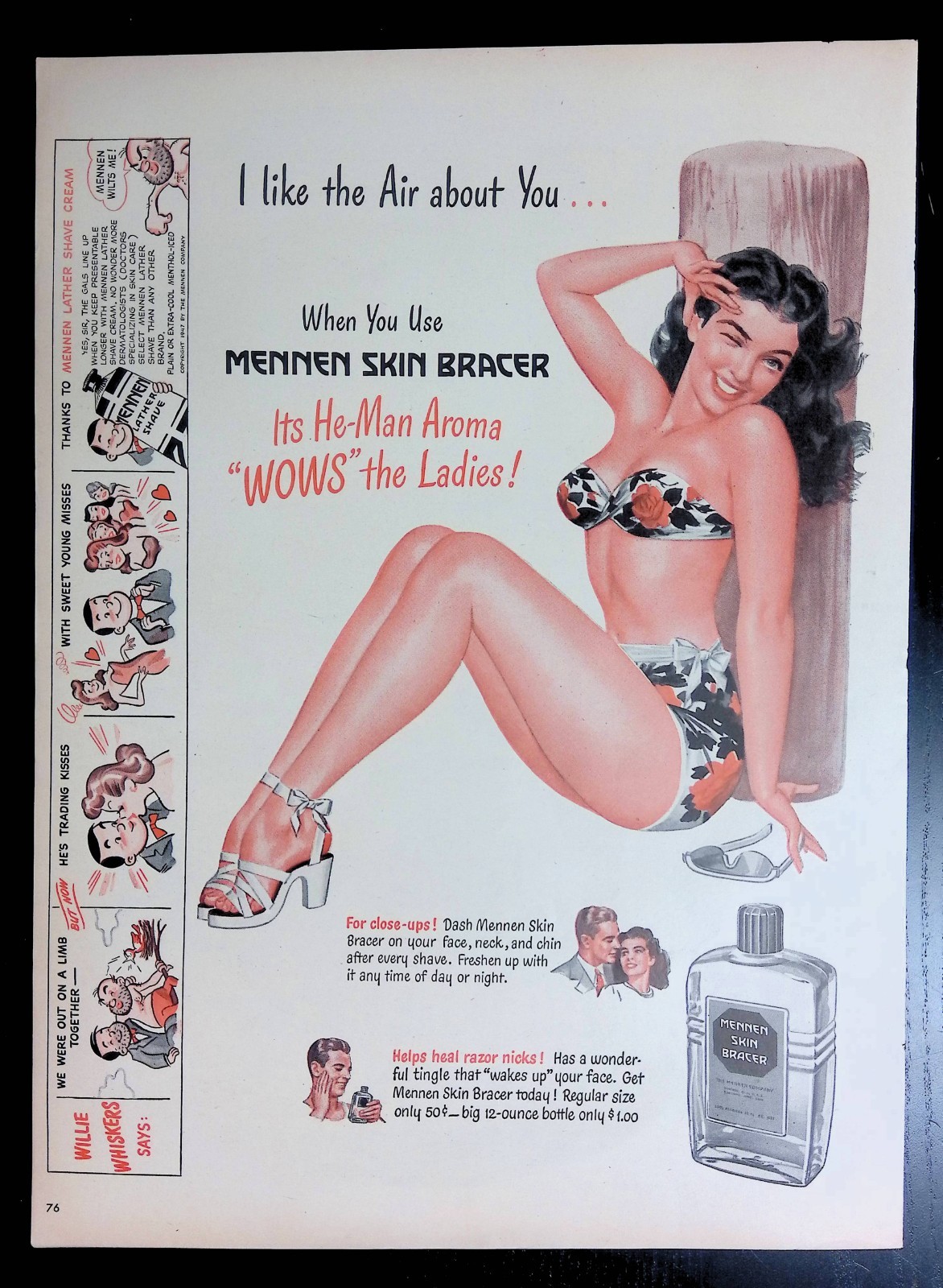 Print Ad 1940’s Mennen Skin Bracer Beautiful Woman Bikini