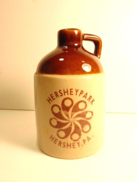 small brown ceramic jug – souvenir of Hershey Park, Hershey, PA