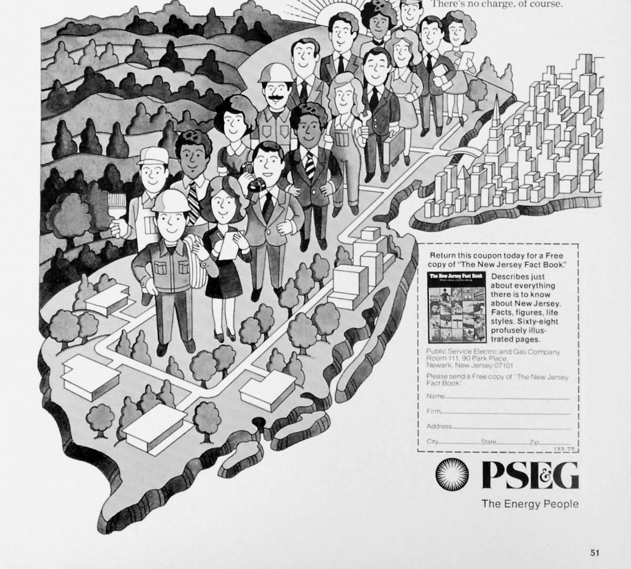 Vintage PSE&G New Jersey Business Industry Relief Map Print Ad 1970s