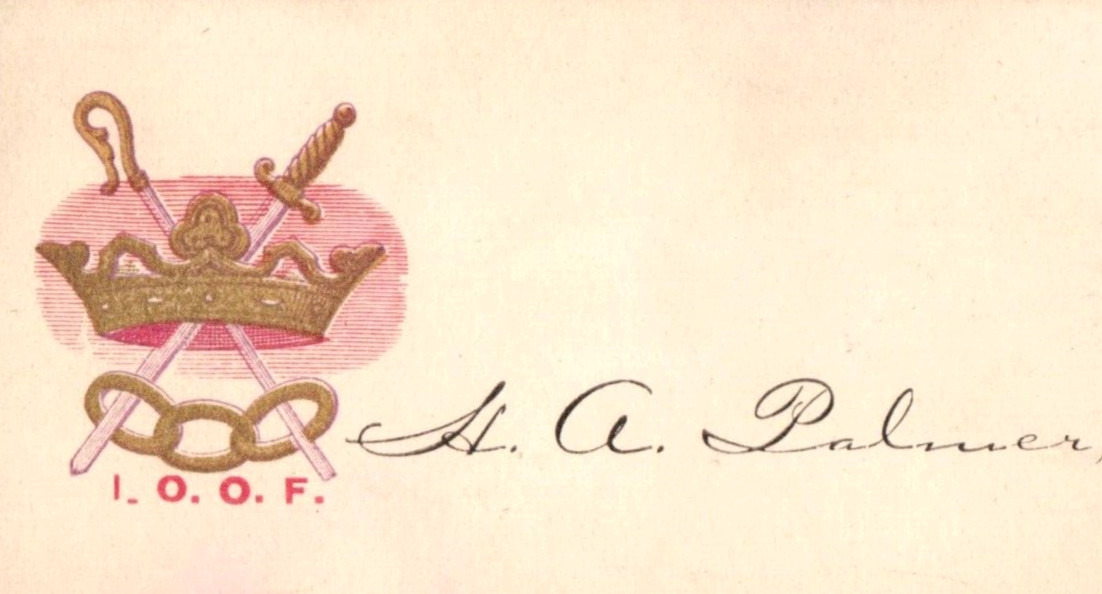 1880s Odd Fellows I.O.O.F. Business Card Akron, OH Fab! P126