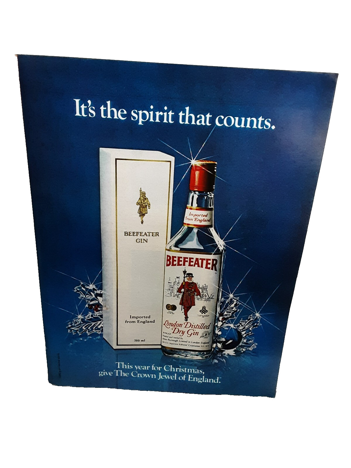 1982 Beefeater Dry Gin The Spirit That Counts Original Print Ad Vintage