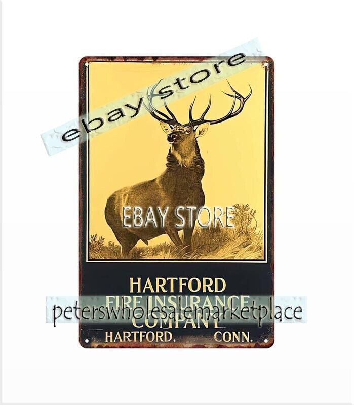 wall decor paintingHartford Fire Insurance Co deer Hartford Conn metal tin sign