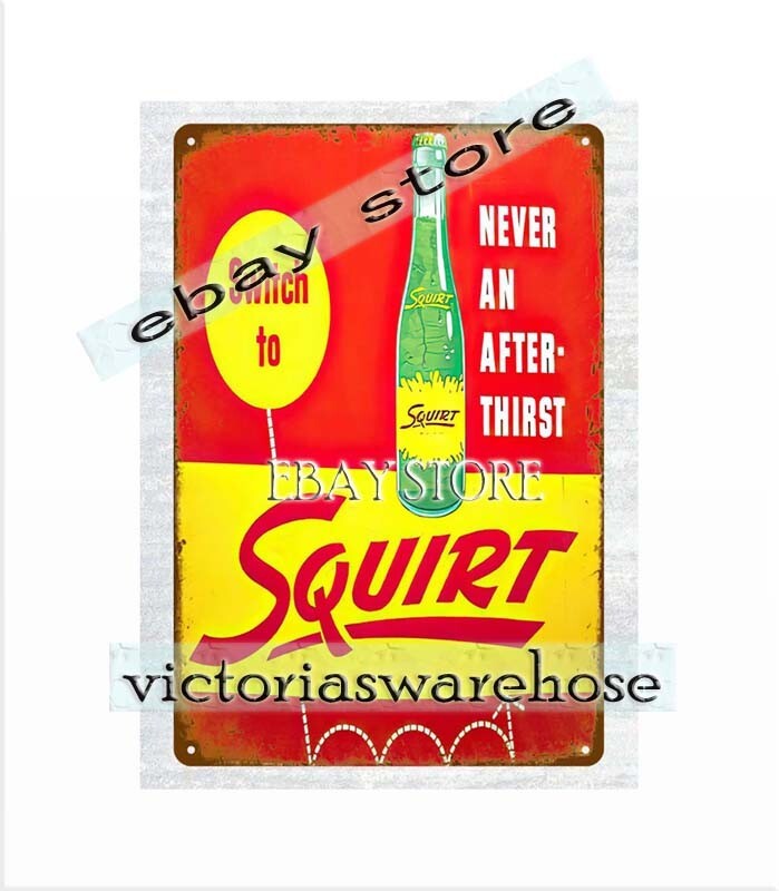 restaurant wall decor pub 1956 SWITCH TO SQUIRT SODA POP metal tin sign