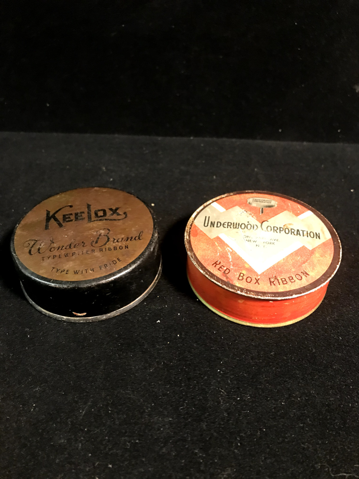 Typewriter ribbon tins lot of 2 Kee Lox & Underwood