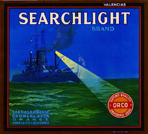 Orange County Searchlight BattleShip Orange Citrus Fruit Crate Label Art Print
