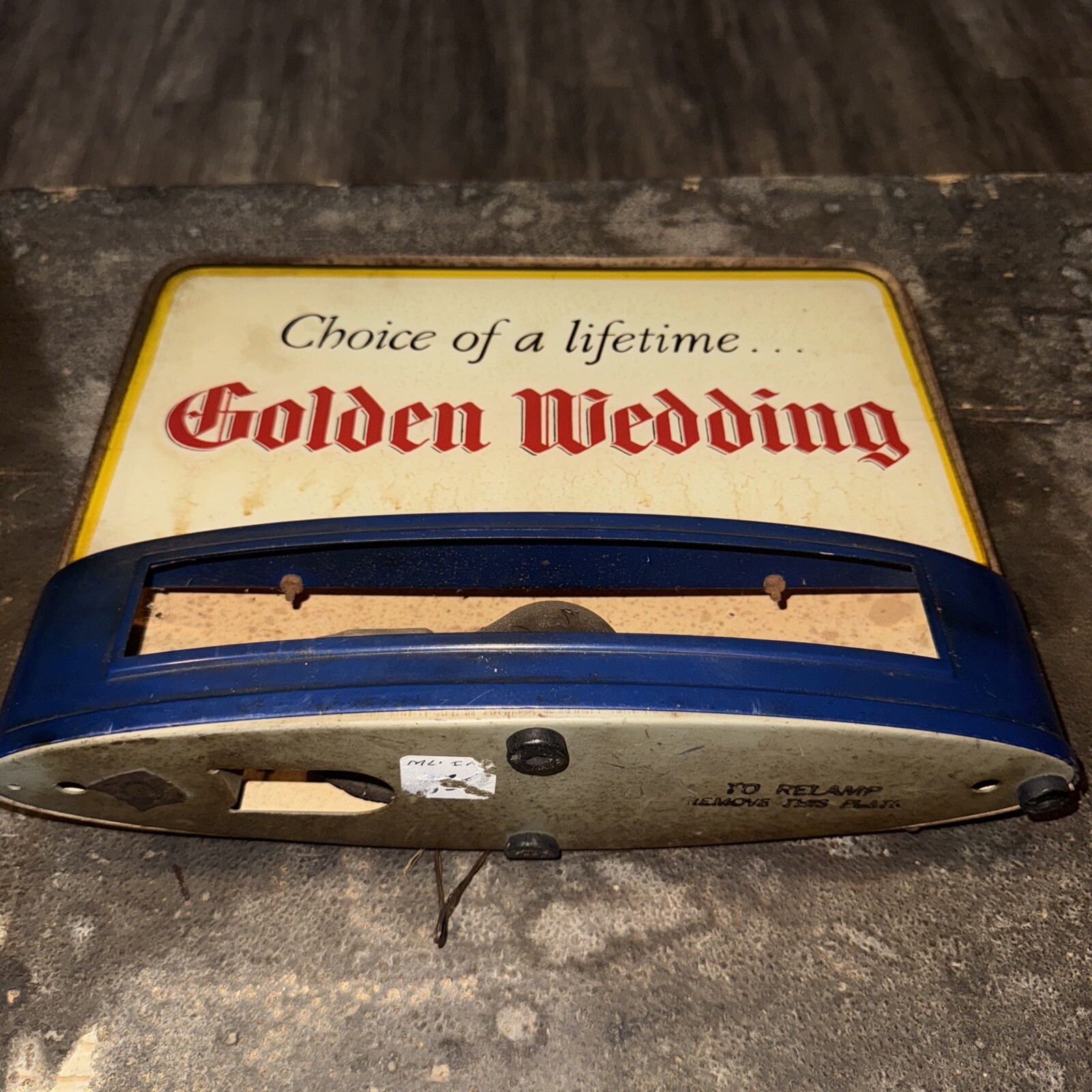 Vtg 1940s Golden Wedding Light Up Advertising Sign Halo Price Brothers Light
