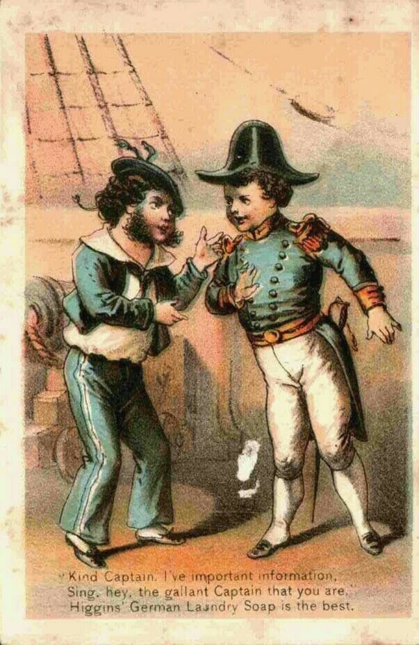 Higgins Laundry Soap Captain Sailor L. A. Perkins New England Victorian Ad Card