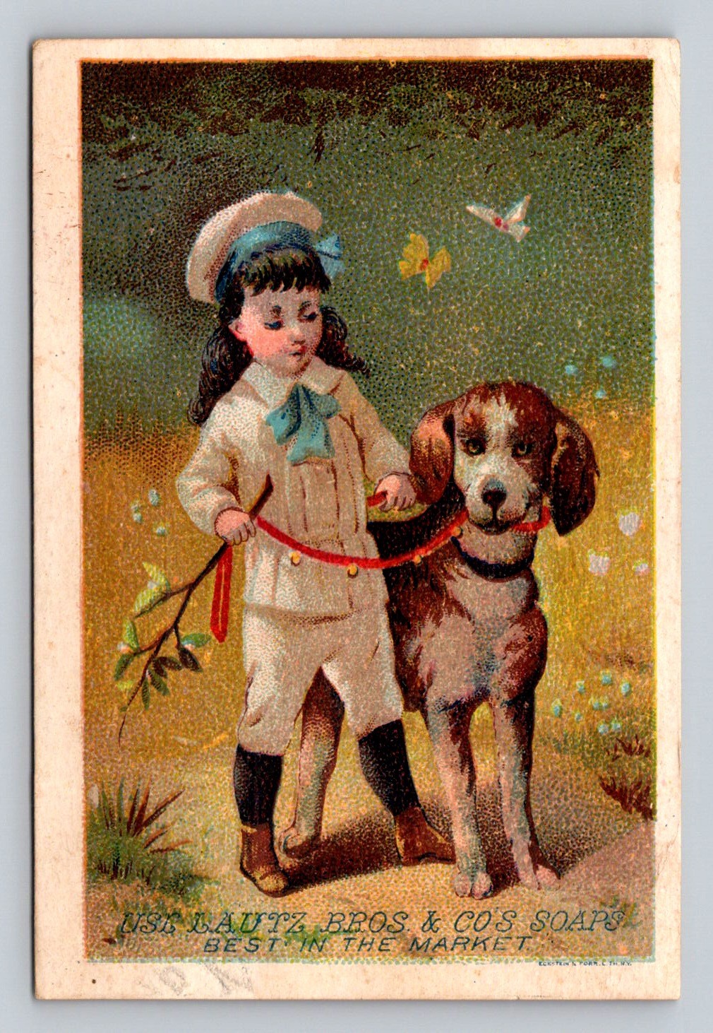 Lautz Bros Soap Victorian Girl Dog Trade Card P918